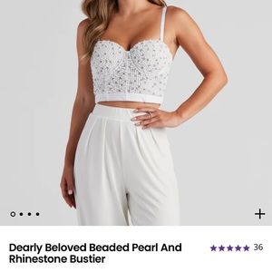 NWT Windsor Dearly Beloved Beaded Pearl And Rhinestone Bustier